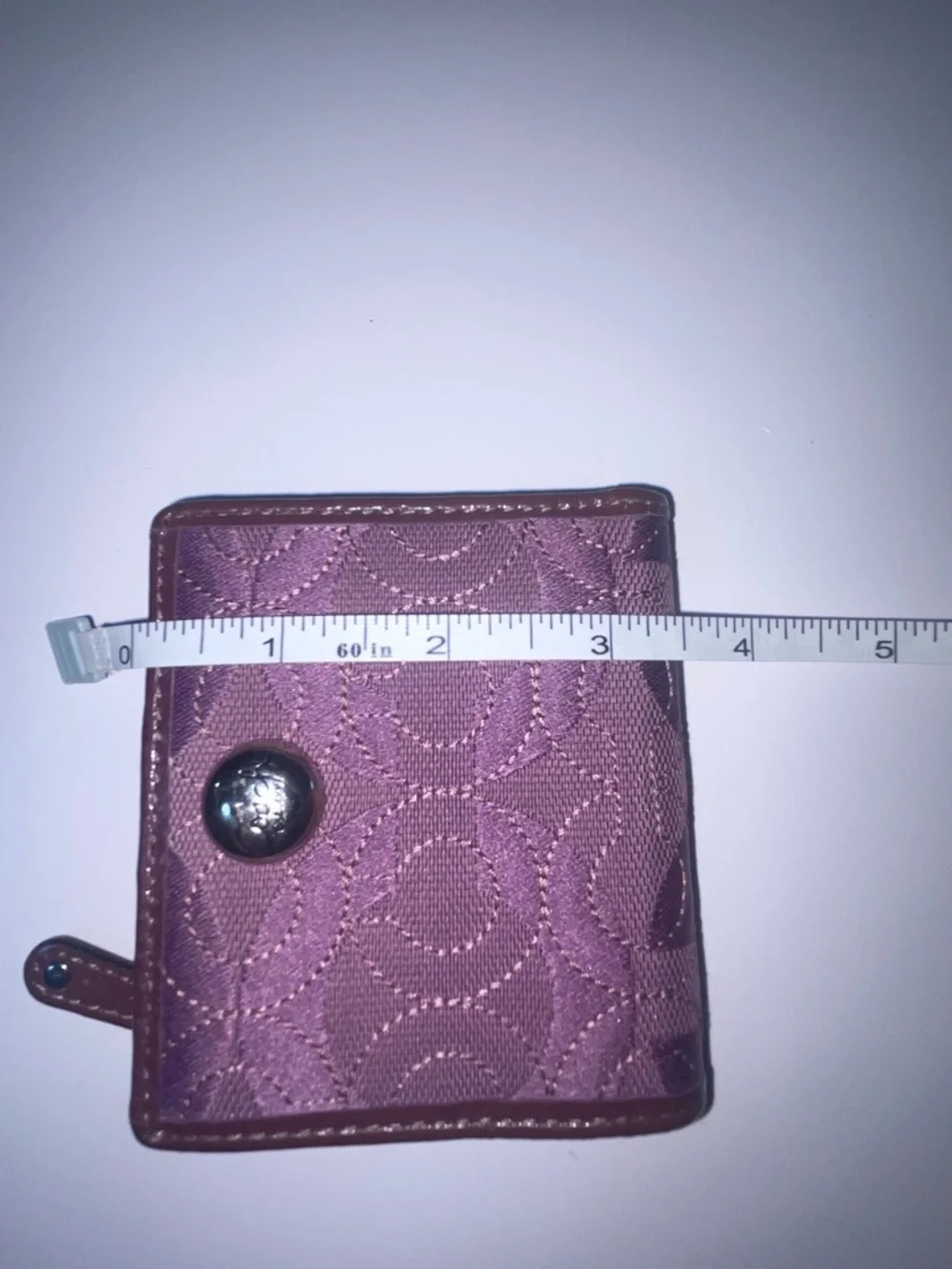 Coach Quilted Small Wallet in Plum with Brown Trim - Picture 10 of 10